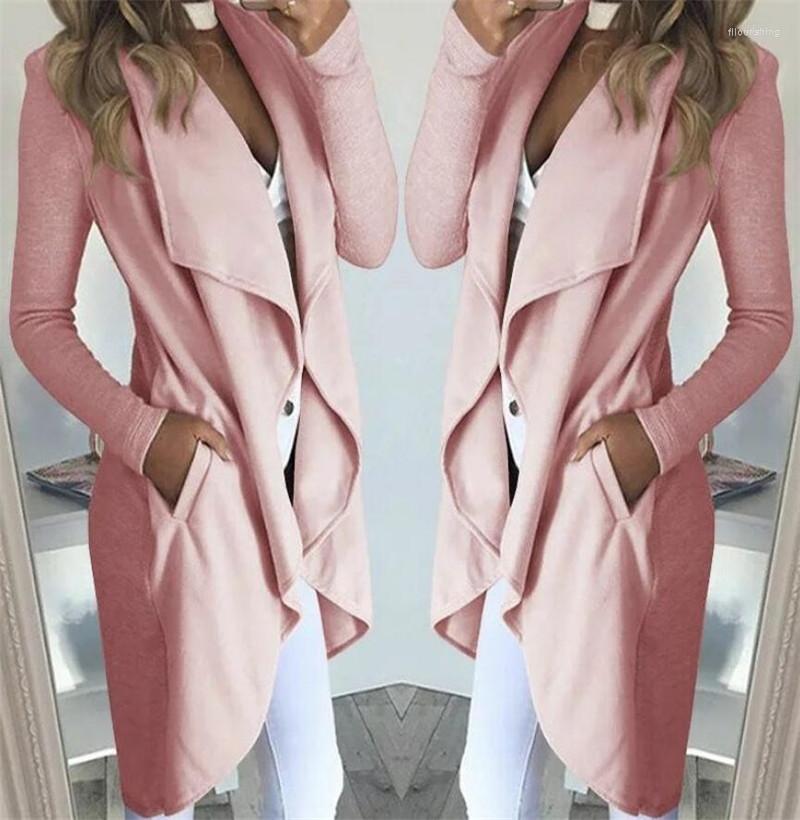 

Women' Trench Coats Spring Autumn Personality Trend Mid Long Solid Color Irregular Woolen Coat Windbreaker Retro Versatile Women, Gray