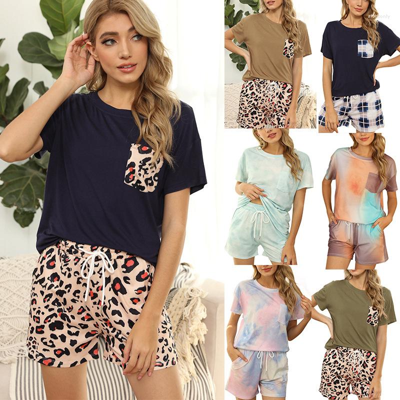 

Women' Tracksuits Women Leopard Tracksuit 2 Piece Sets 2XL Casual Loose T-shirts Shorts Pants Sports Workout Summer Outfit Sleepwear