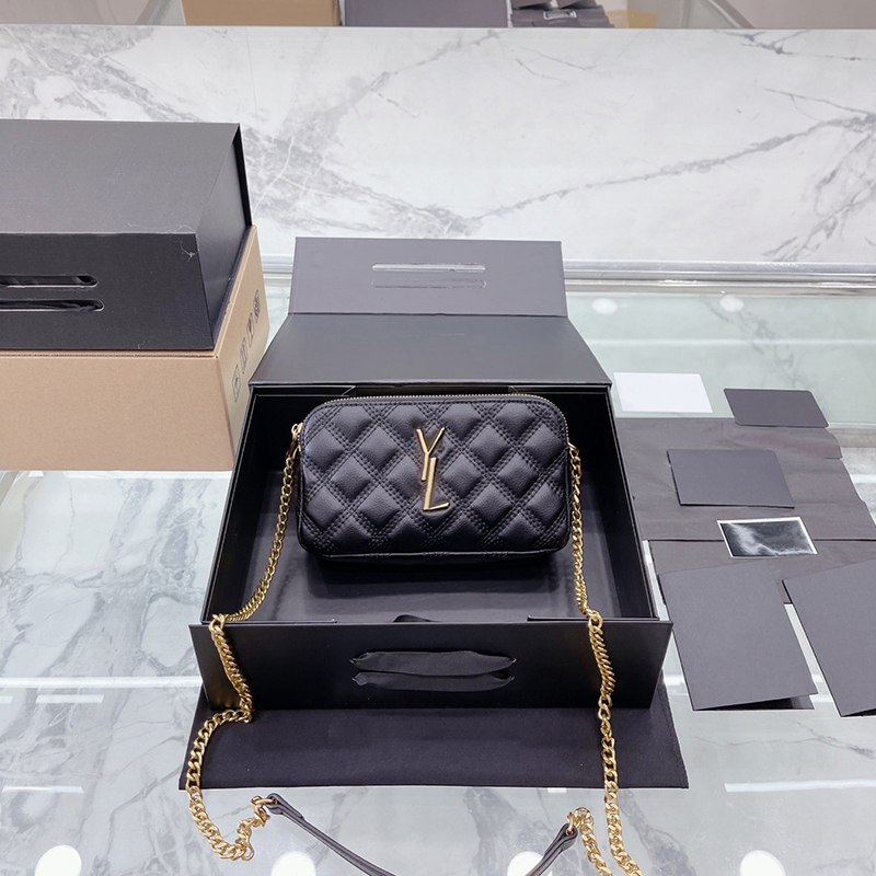 

2022Fashion Plaid Flower Brand WalletClassic Luxury Chain Genuine Leather Women Bag Original Purse Cross Body Chain Clutch Bags plain coin shoulder handbags, White1