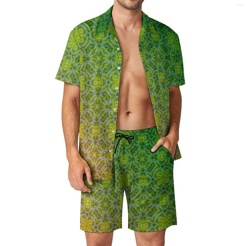 

Men's Tracksuits Red Green Men Sets Vintage Print Casual Shirt Set Streetwear Outdoor Shorts Summer Suit Two-piece Plus Size, Style-8