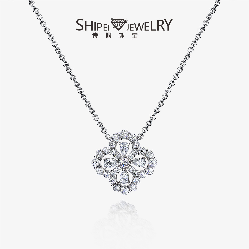 

pendant necklace 925 silver clover fullyjewelled women necklaces 40cm