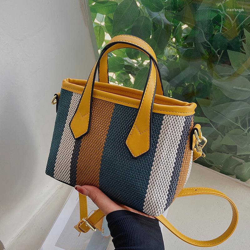 

Evening Bags Canvas Small Bag Women's 2022 Summer Fashion Single Shoulder Messenger Net Red Contrast Color Hand Bucket, Black
