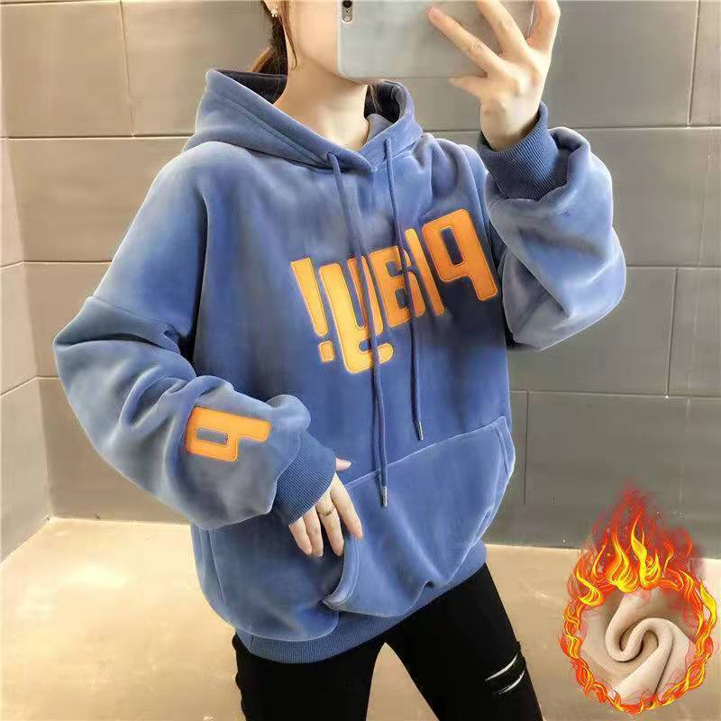 

Women's Hoodies Sweatshirts Woman Thick Fleece Autumn Winter Loose Oversized Hoodie Korean Fashion Sweatshirt With Hood Kawaii Clothes Warm Coat 221201, Creamy-white