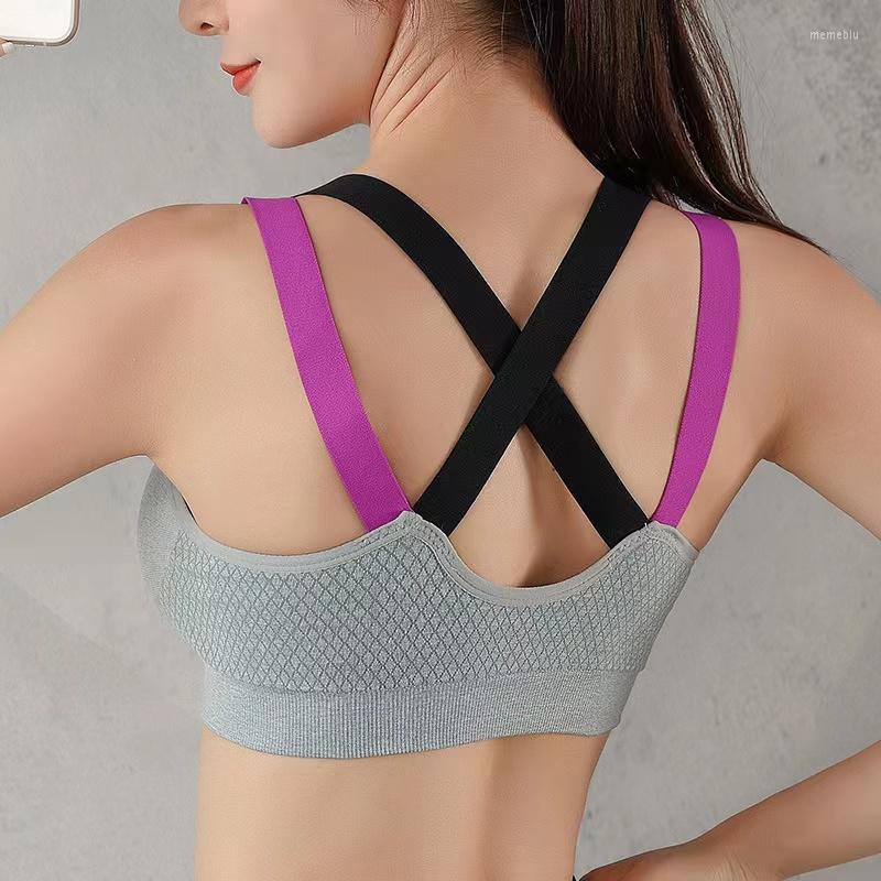 

Bras Cross Seamless Beautiful Back No Steel Ring Sports Bra Vest Professional Shockproof Running Fitness Yoga Women's Tights, Black