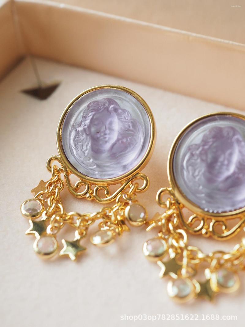 

Stud Earrings European And American Vintage Middle Age Western Antique Dream Angel Fringe Pendant