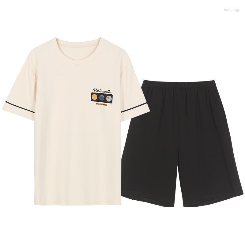

Men's Sleepwear 2022 Men's Summer Loose Pajamas Suit -3XL O-Neck T-shirt&Shorts 2PCS Print Casual Home Clothes Thin Comfort, Color-8