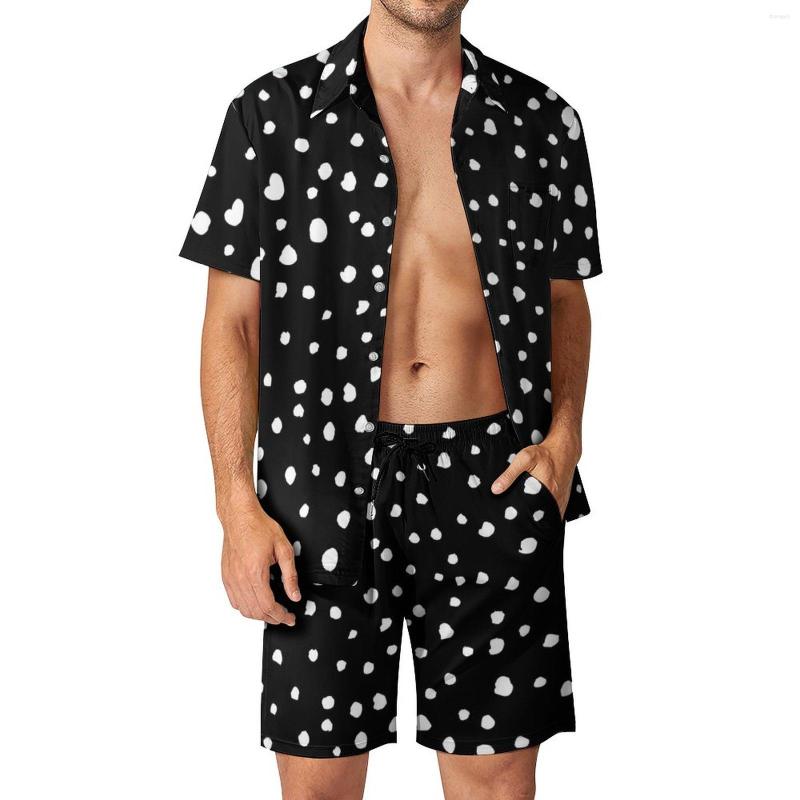 

Men's Tracksuits Dalmatian Spots Print Men Sets White Polka Dots Hawaiian Casual Shirt Set Short Sleeve Custom Shorts Summer Beach Suit 2XL, Style-12