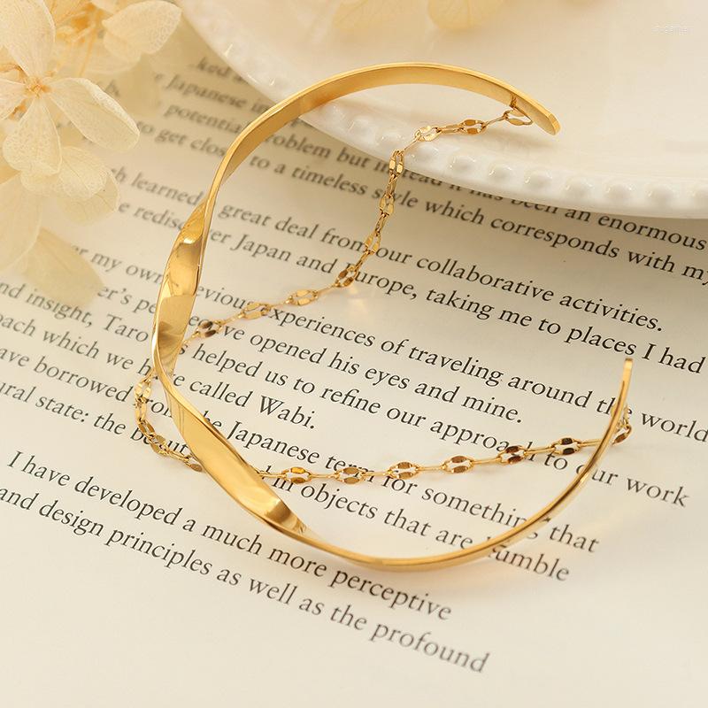 

Bangle FASHION Exquisite Chain Smooth Twist Double Opening Trend Stainless Steel Love For Women Party Gifts Wholesale