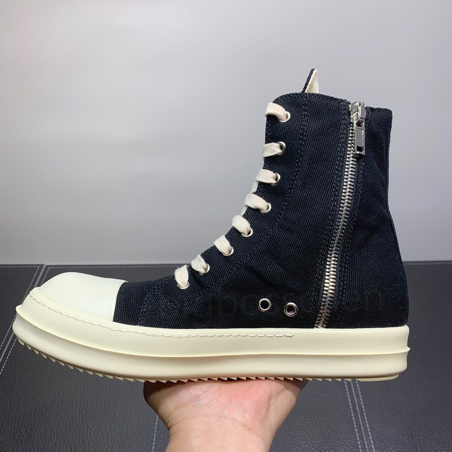 

high-top shoes casual shoes canvas boots designer brand Owens thick-soled black side zipper lace-up couples Netflix models sneakers with box size 35-48