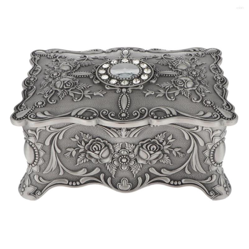 

Jewelry Pouches Classic Vintage Style Antique Tin Rectangle Box Storage Case