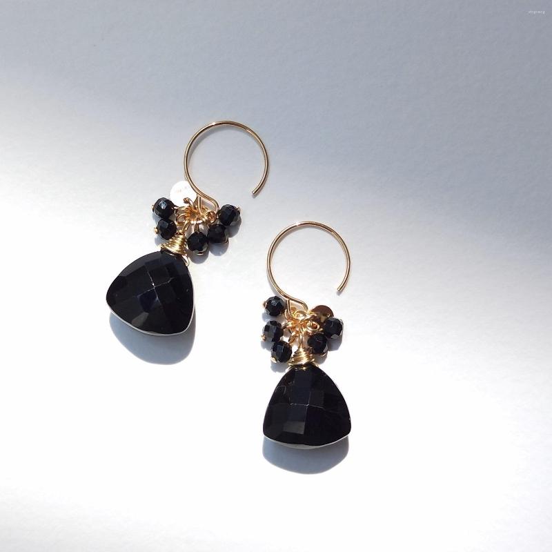 

Dangle Earrings Lii Ji Natural Black Spinel American 14K Gold Filled Real Gemstone Handmade Jewelry For Women Girl Gift