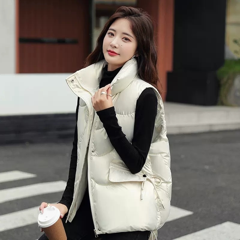 

Women's Vests Loose Women's Sleeveless Jackets Solid Turn Down Collar Ladies Winter Vest Korean Style Waistcoat for Female 221202, Champagne