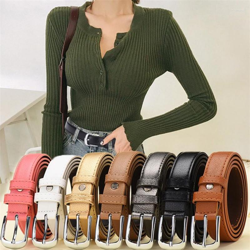 

Belts Women Slim Rectangle Metal Buckle Retro Leather Strap Cutting Edge Female Accesories Cinto Feminino Match For Jeans Dress, Black