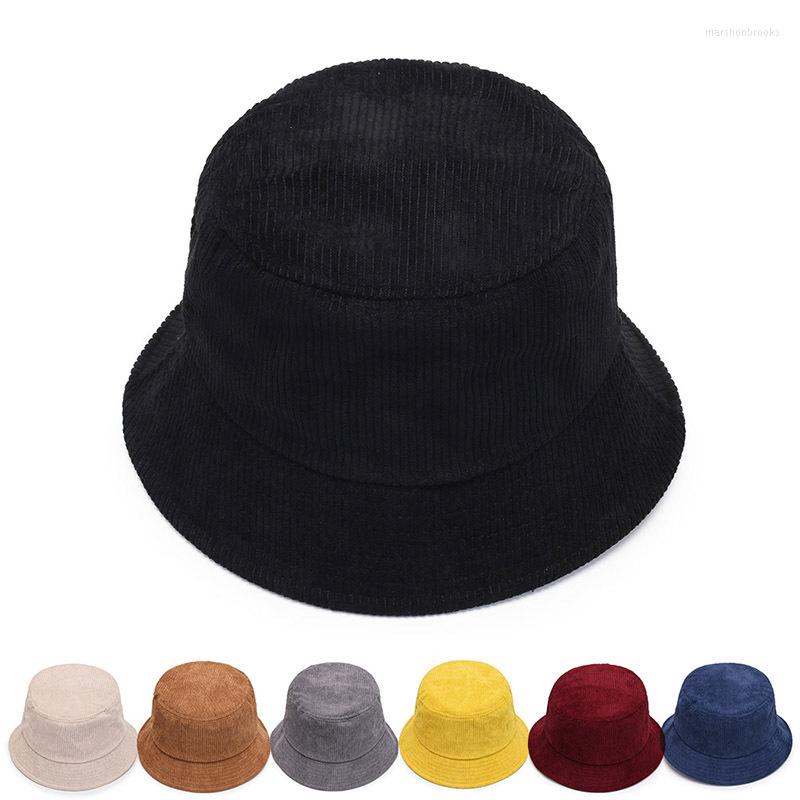 

Berets Women Felt Hat Winter Fedora Corduroy Bucket Hats For Men Solid Color Warm Panama Cap Unisex Outdoor Windproof Bob Wide Brim, Black