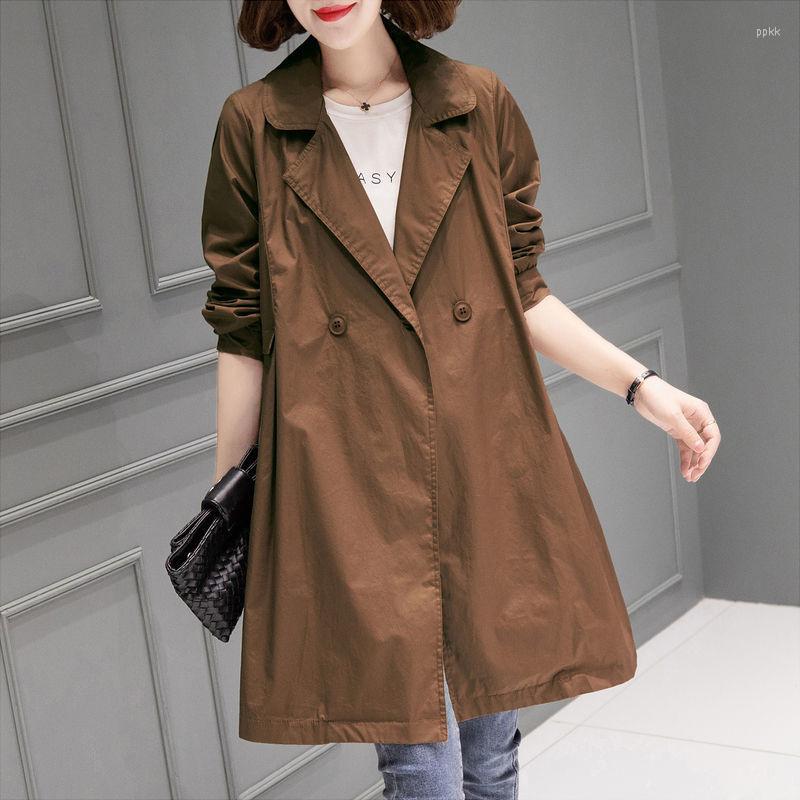 

Women's Trench Coats 2022 Spring And Autumn Women's Coat Medium Long Loose Simple Commute Khaki Thin Windbreaker Clothing, Orange