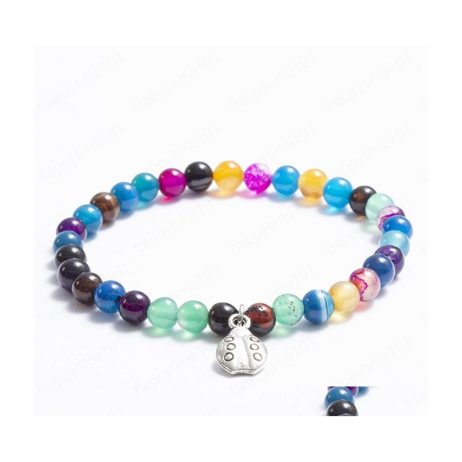 

Beaded Natural Healing Crystal Gemstone Jewelry Agate Beads Bracelets For Women Men Couple Pendant Elastic Bracelet Drop Delivery Dhtsy