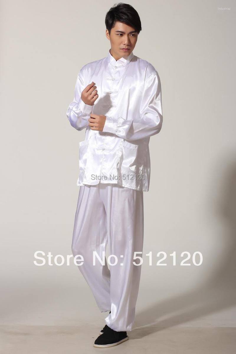 

Ethnic Clothing Shanghai Story Spring Tai Chi Uniform White Kungfu Suit Traditional For Man Martial Art Jacket Pants Set Men