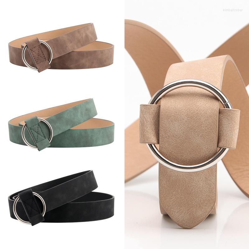 

Belts Fashion PU Material Belt Women Men Rain Metal Circle Buckle Solid Frosted Texture Casual Style Waistband Trend Luxury, Black