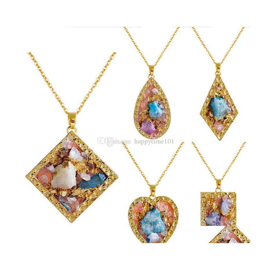 

Pendant Necklaces Natural Big Gem Crystal Stone Gemstone Necklace Pendants Original Collar Choker For Women Jewelry Drop Delivery Nec Dhase