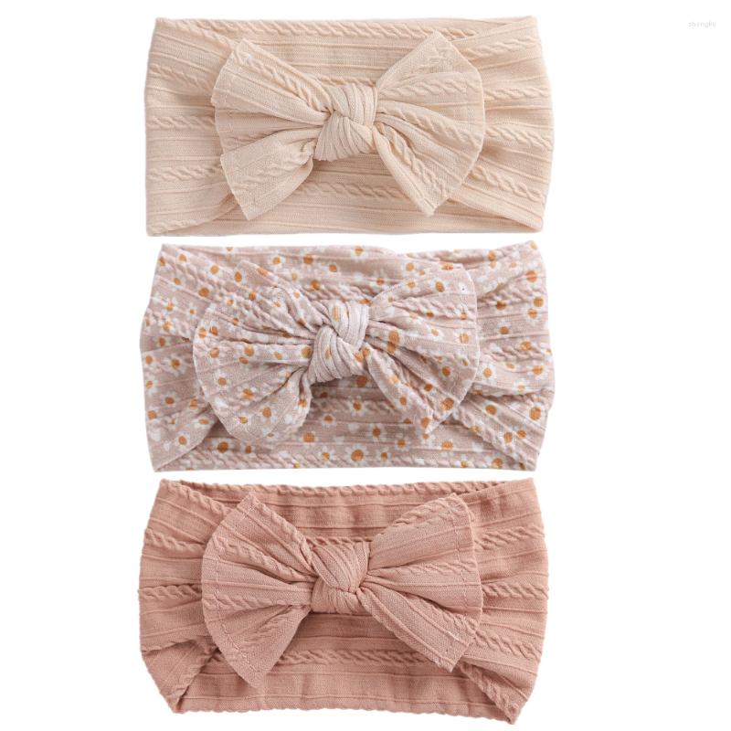 

Hair Accessories 3Pcs/Set Baby Bows Headband Set Girl Nylon Headbands Twist Cable Knit Soft Knot Turban Kids Headwear, 14