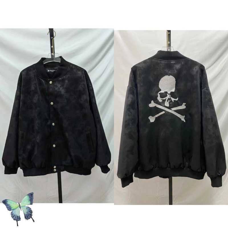 

Men's Jackets Mastermind Japan Embroidery Skull Logo Do Old Damage Design Leather Sleeve MMJ Button Jacket T221202