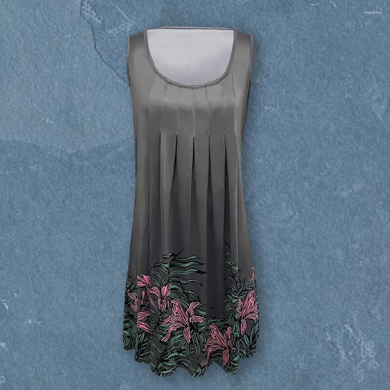 

Casual Dresses Women Dress Pullover Style Vest Ladies Vintage Print, Black