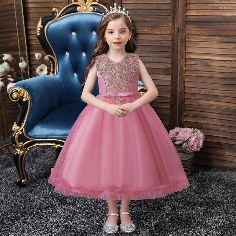 

Girl Dresses Children's Dress Princess Skirt Long Flower For Weddings, Champagne