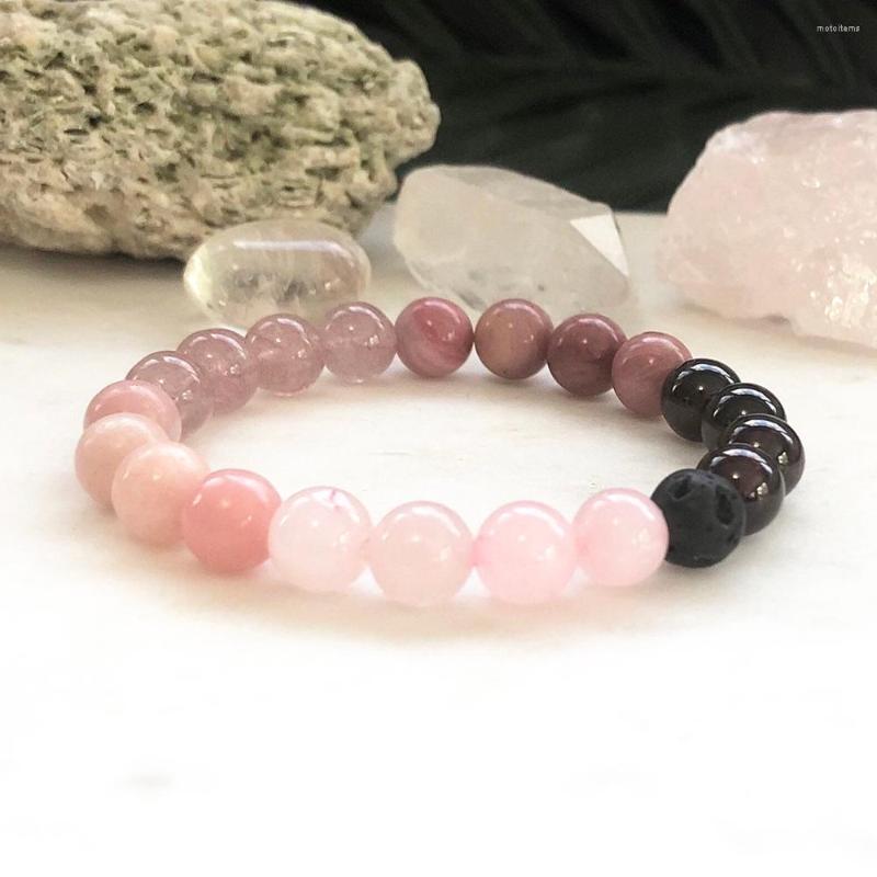 

Link Bracelets MG0834 Luxurious Gem Stone Bracelet For Women Rhodonite Yoga Wrist Mala Spiritual Healing Mother's Day Gifts