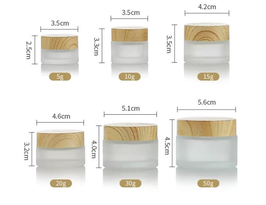 

20ml 30ml 60ml 80ml 100ml Frosted Glass Bottle Cream Jar with Imitated Wood Lid Lotion Spray Pump Bottles Refillable Cosmetic Container Jars