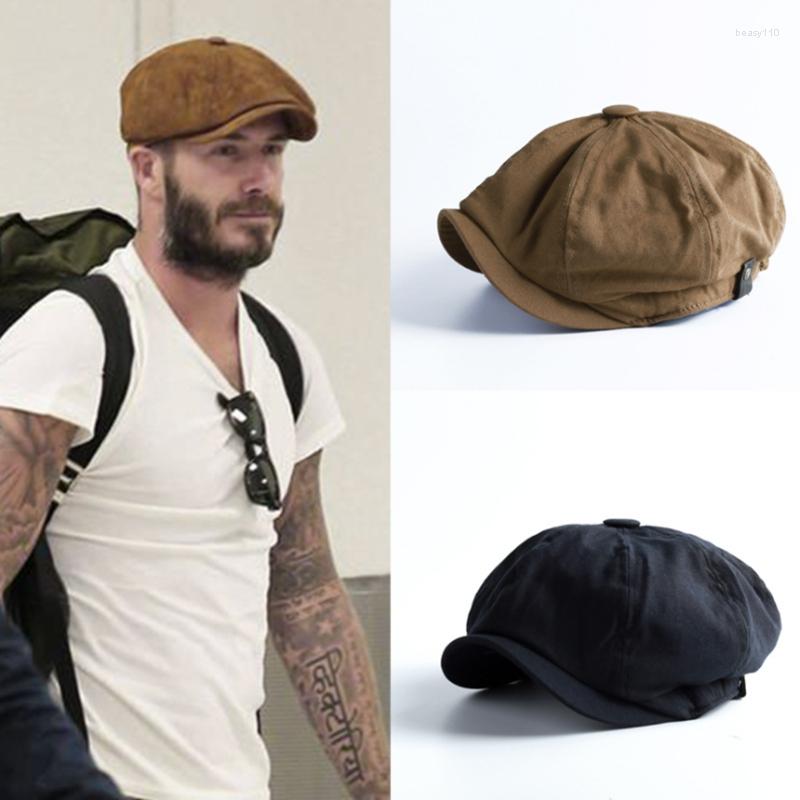 

Berets Blinder Peaky Vintage Sboy Hat Beret Solid Color Fashion Version Casual Tide Men Cap Adult Boina Masculina, Black