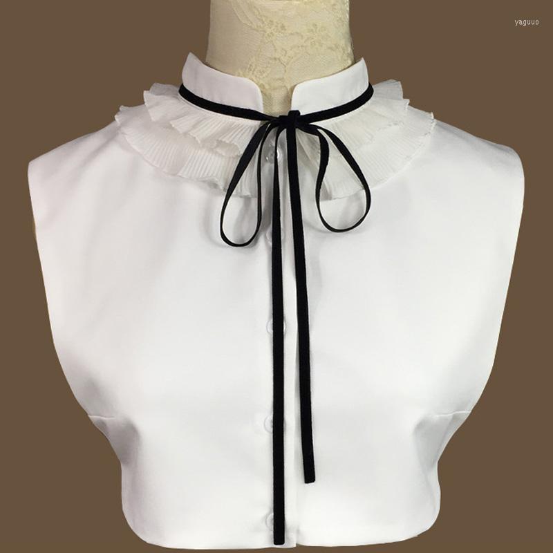 

Women's Blouses Spring Winter Wooden Ear Collar Wild Girl Double Ladies Decoration Fine Stand Sweet Shirt Fake