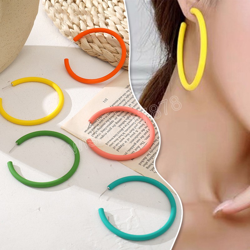 

Fashion Women Big Circle Hoop Earrings Exaggerated Candy Color Statement Earrings Round Ear Rings Girls Jewelry Gifts