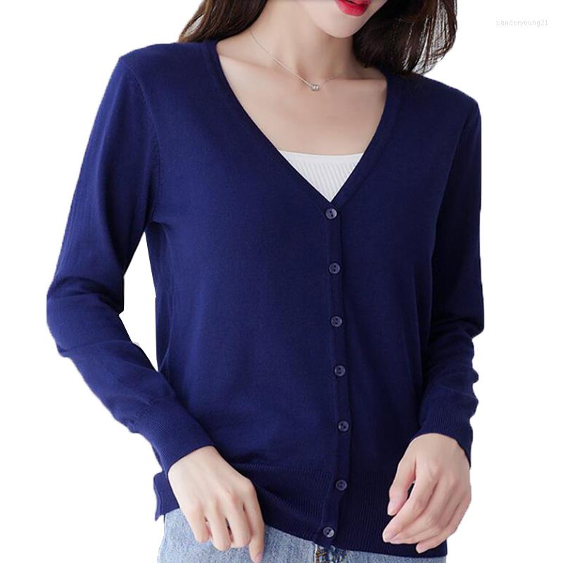 

Women's Knits Women's Sweaters 2022 Spring Autumn Long Sleeve Knitted Sweater Cardigan Solid Color Single-breasted Thin Coat Shawl Tops, White