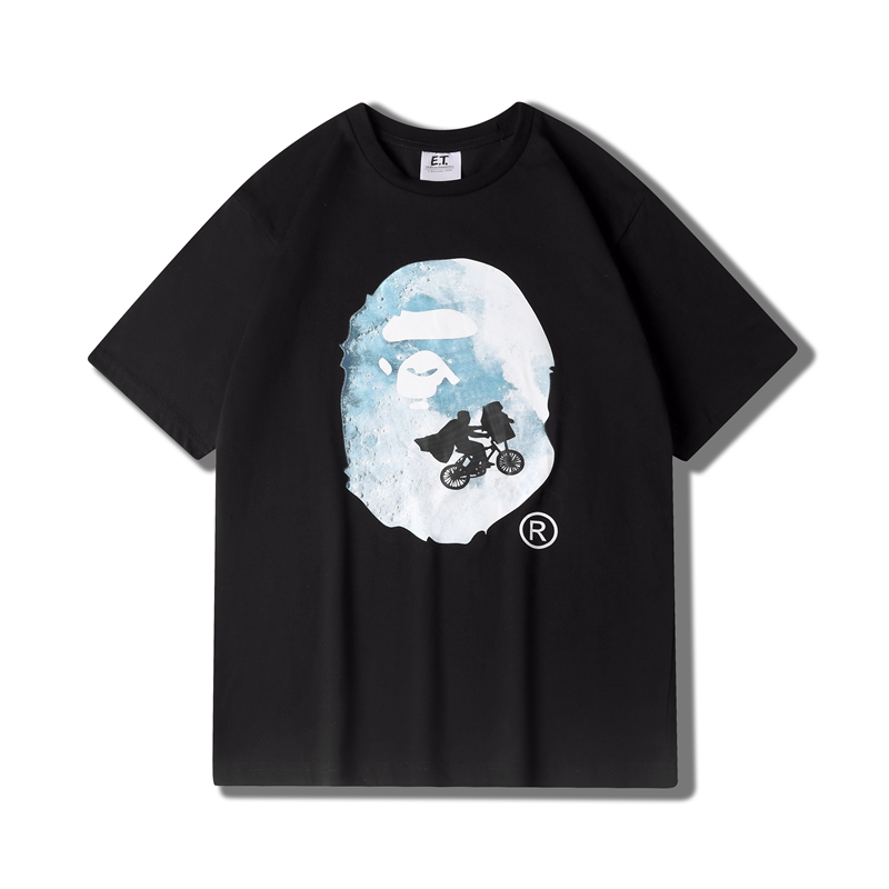 

Bape Mens Fashion Brand T Shirt Men Womens ET APE Print Tees High Street Clothing Size M-2XL, Black