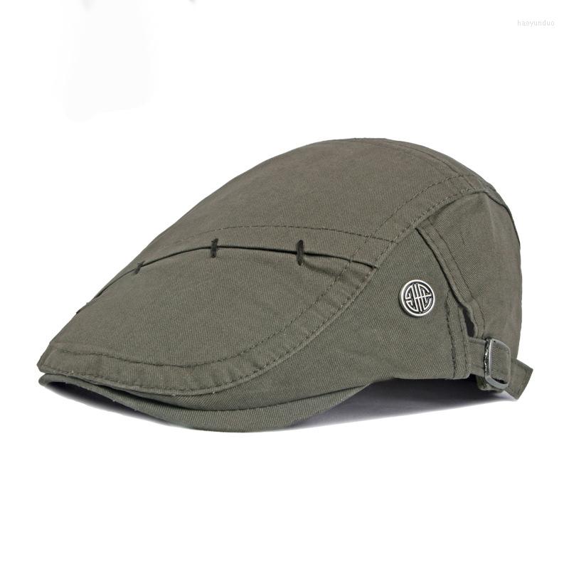 

Berets Retro Sboy Caps Adult Cap Men Solid Color Cotton Flatcap Hats Casual Peaked Hat Visors Casquette, Black