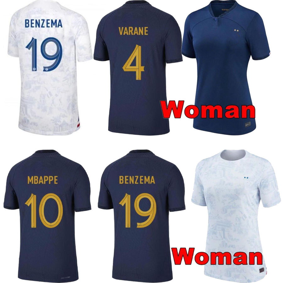 

Maillots de football 2022 World Cup Soccer Jerseys WOMENMEN FRENCH BENZEMA Football Shirts MBAPPE GRIEZMANN POGBA KANTE maillot foot kit Shirt homes enfants, Black