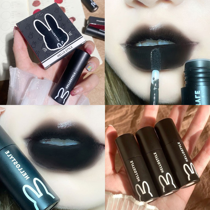 

1/3pcs Punk Gothic Black Lipstick Matte Brown Lip Satin Red Lip Tint Waterproof Matte Liquid Liptsick Lip Gloss Korean Cosmetics, B01-1pcs