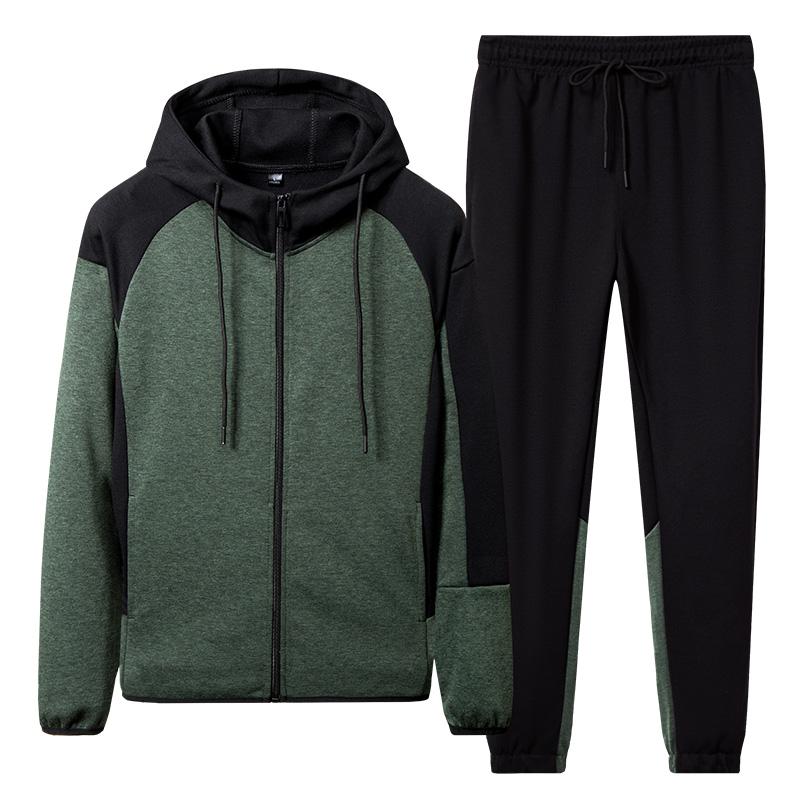 

Men's Tracksuits Plus Size Tracksuit Men Hooded Sets Sportswear Sweatsuits 2 Piece Set Track Jacket Sweatpants Sport Suits 6XL 7XL 8XL, Green