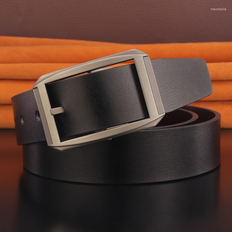 

Belts Personality Buckle Gray Genuine Leather Fashion Designers Casual Coffee Cowskin Ceinture Homme, Black