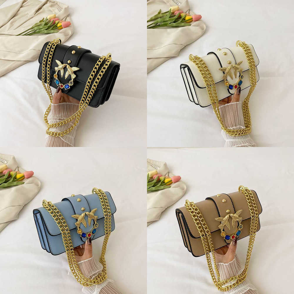 

pinkos Designer handbags swallow Flying Bird High beauty new high-end Fashion chain Small square Swallow One Women, Black