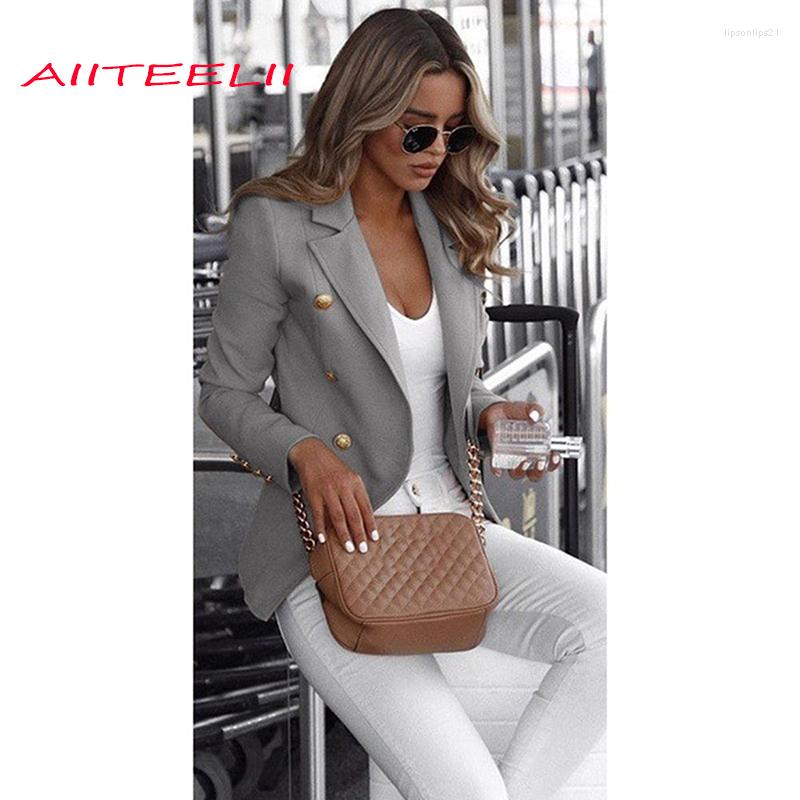 

Women's Suits Women's Blazers Casual Fashion Jackets Formal Solid Color Metal Buckle Jacket For Female, Black