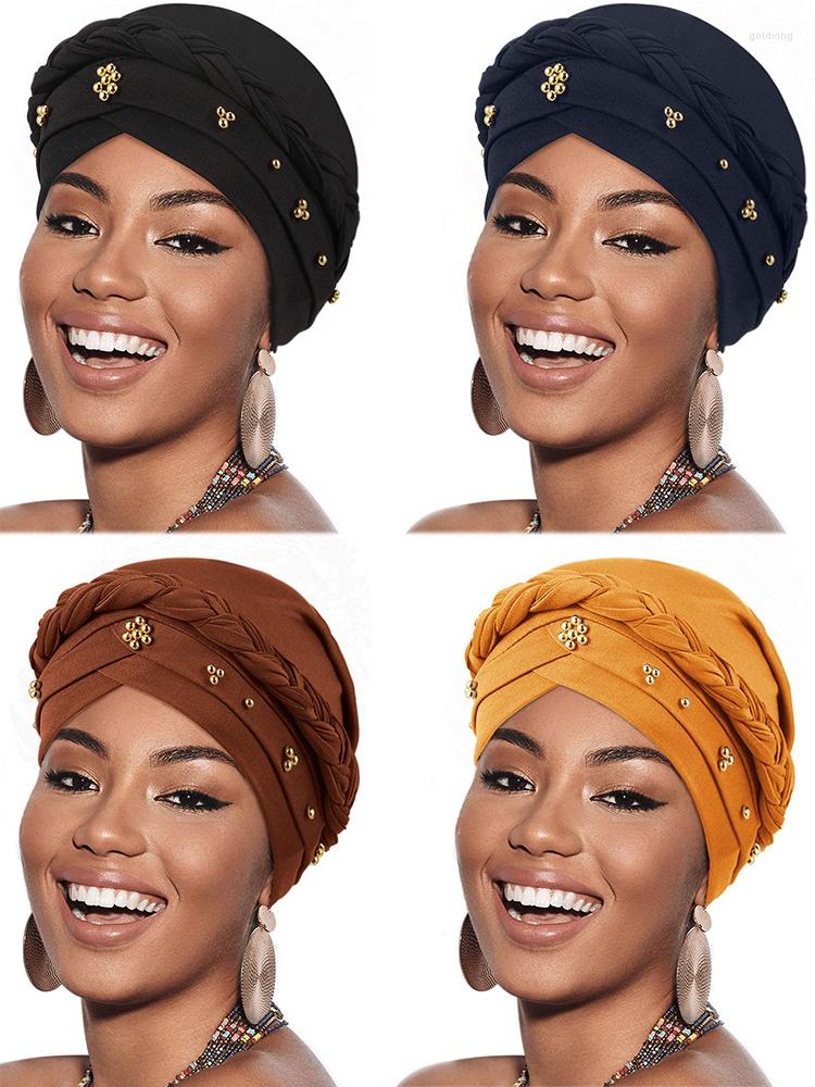 

Ethnic Clothing African Women Turban Hat Beaded Beanie Wrap Muslim Underscarf Pearl Women's Hijabs Hijab Caps Islamic