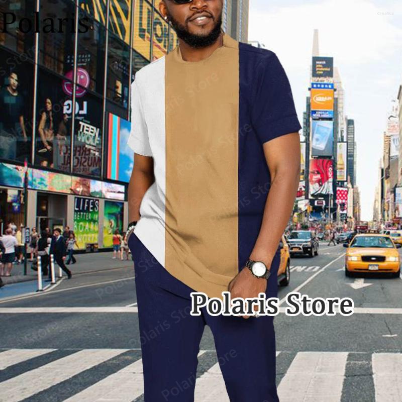 

Men' Tracksuits Summer Solid Color Striped 2 Piece Tracksuit Men Trousers Short Sleeve T Shirt Pant Sets Fashion Casual Clothes Street, 10