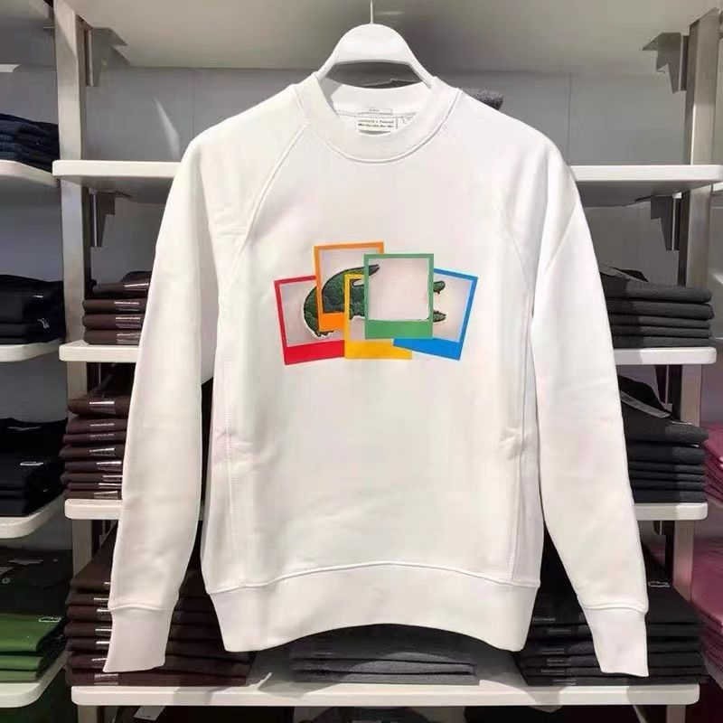 

100% cotton sweater mens sweatshirt crocodile print long sleeve tshirt Laco designer hoodie men women soprts pullover sweaters 4xl 5xl, White