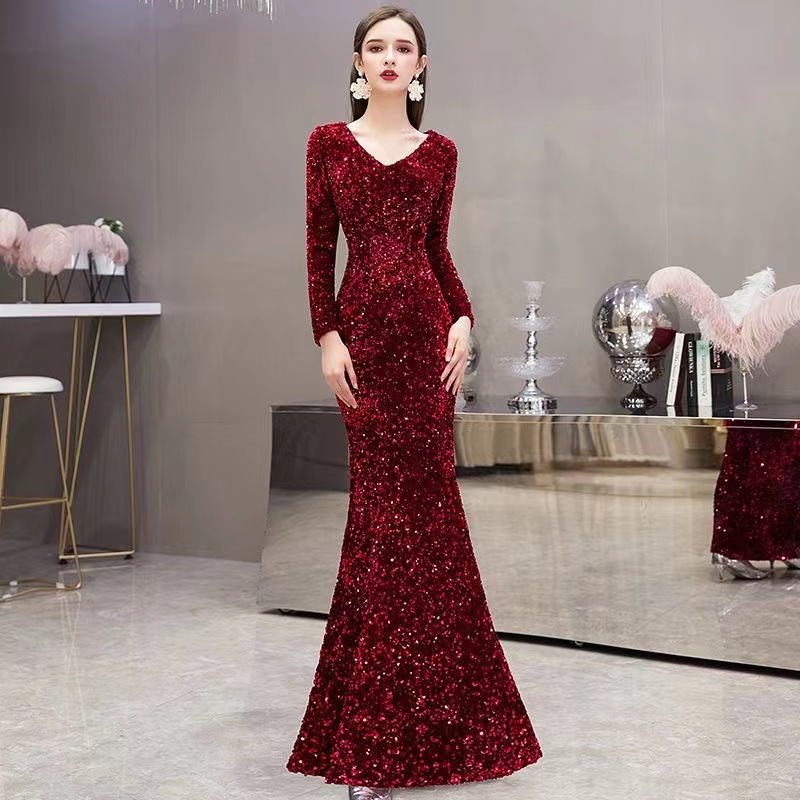 Mermaid even dress for African elegant Women Long Sexy designer Shiny Beads muslim evening Formal Party Illusion Prom Party Gowns-image-824859577