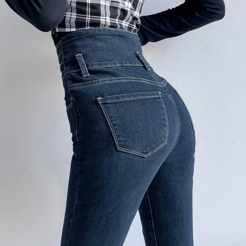 

Women's Jeans High Waist Cotton Stretch Women Fall Slim Skinny Denim Pencil Pants Winter Thicken Warm Velvet Trousers Jean 651, Gray thin