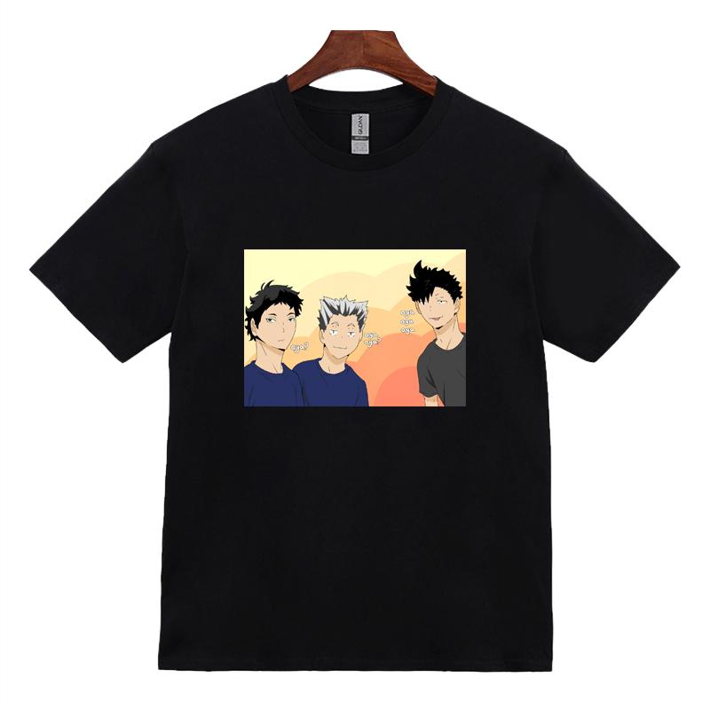 

Men's T Shirts Haikyuu Oya Kuroo Bokuto Akaashi Anime T-Shirt, Black