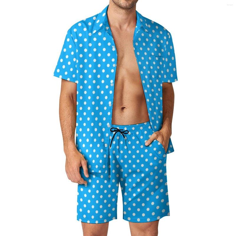 

Men's Tracksuits Blue And White Polka Dot Men Sets Spots Print Casual Shirt Set Novelty Outdoor Shorts Summer Suit 2 Piece Plus Size, Style-1