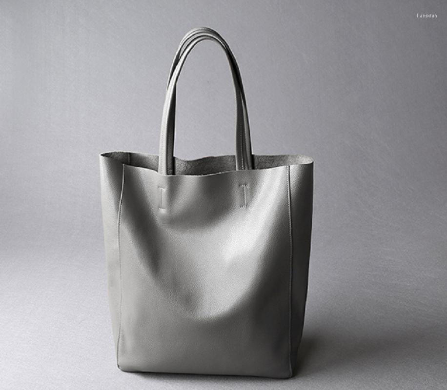 

Evening Bags Genuine Leather Bag Women Shoulder Shopping Lady High Capacity Waterproof Parent-subsidiary Casual Totes Zipper Handbag, Black