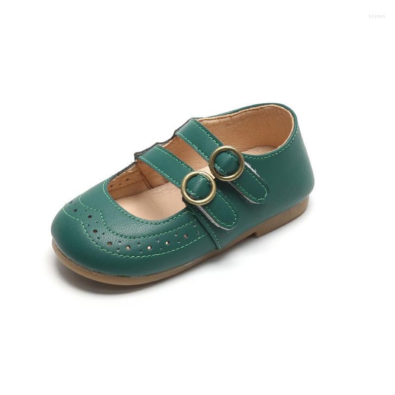

Athletic Shoes Kids Leather Retro Hollow Soft Bottom Loafer Girls Princess Pu Non-slip Flat Children's Casual Sandals School, Photo color